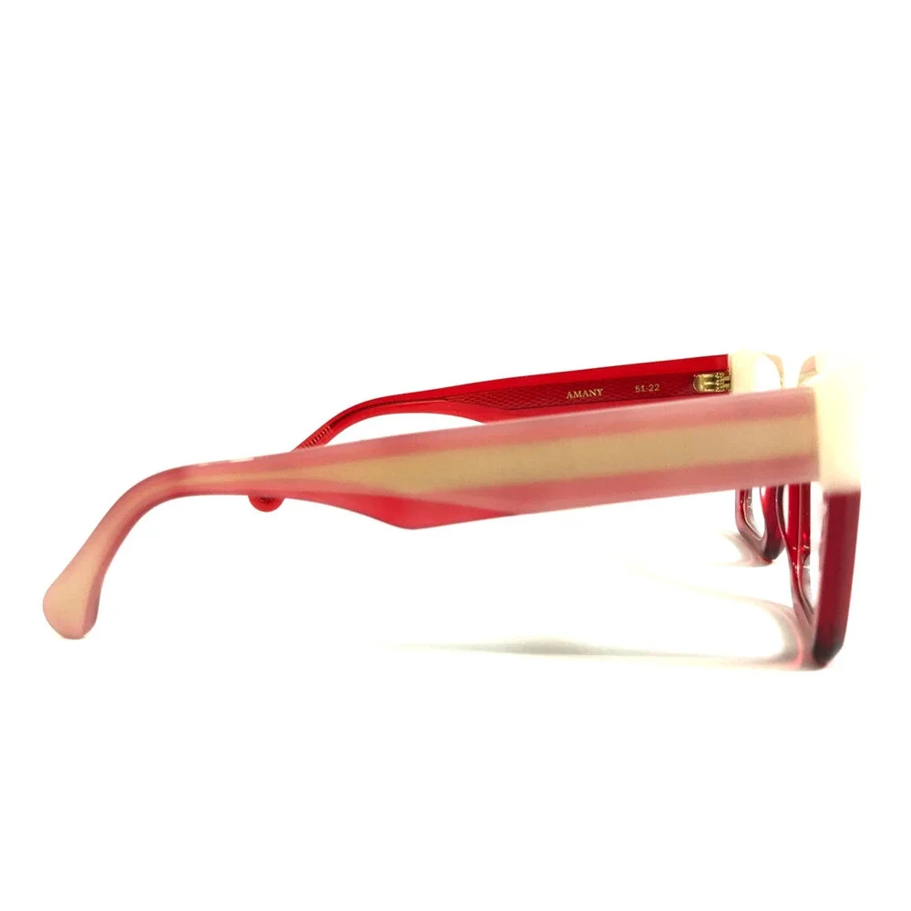 Alfred Kerbs Eyeglasses Frames AMANY RDBE Red Beige Thick Cat Eye 51-22-140